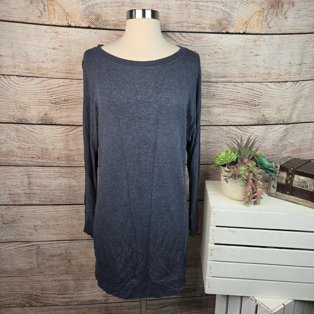 Lou & Grey Signature Soft Tunic Top Womens Medium Gray Long Sleeve Scoop Neck